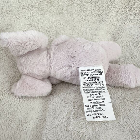 SL Home Fashions Pink Elephant Plush Furry Sewn Eyes 12" Stuffed Animal Lovey - Picture 4 of 5